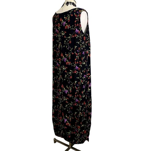 Vintage 90's Uniform Floral Gothic Grunge Whimsygoth Maxi Dress - Picture 4 of 13